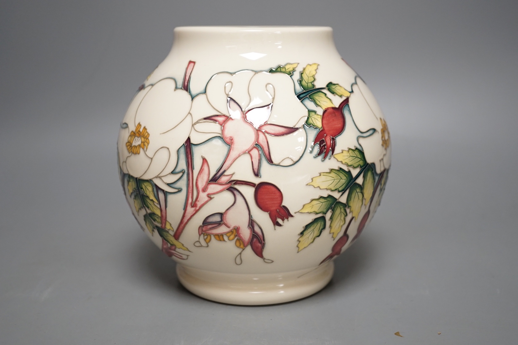 A Moorcroft 'Rosa' vase by Nicola Slaney, numbered edition, 2015, 18cms high.